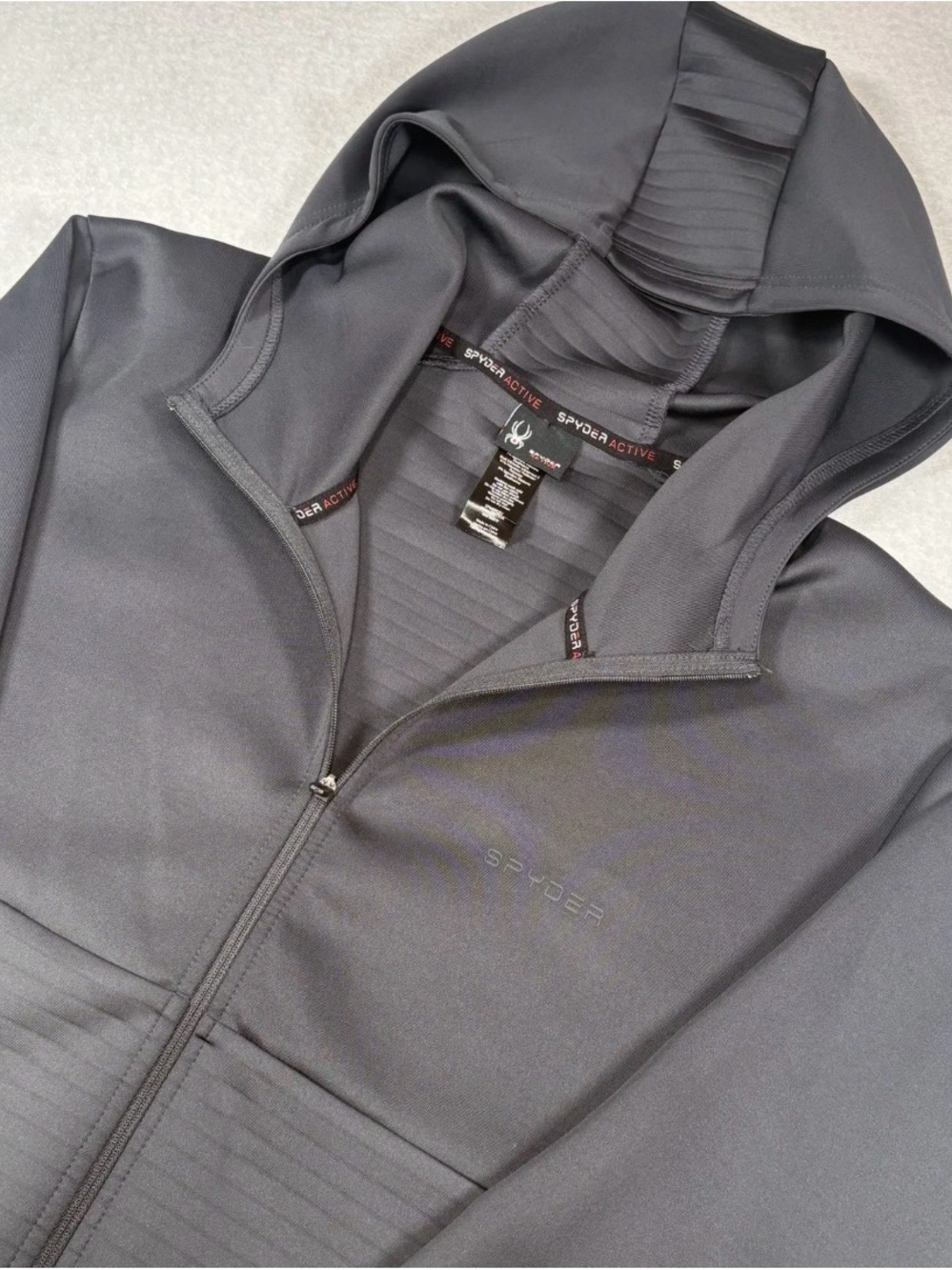 Spyder Men's Charcoal Gray Hooded Zip Lightweight Jacket